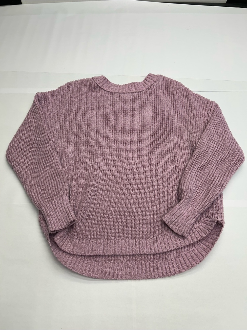 SO Goods For Life Pink Purple Chunky Knit High Low Crewneck Sweater XXL